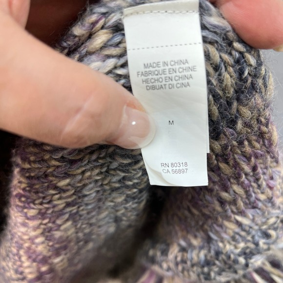 Lucky Brand Womens Purple Chunky Knit Fringe Longline Cardigan Duster Boho Sz M - Picture 9 of 10